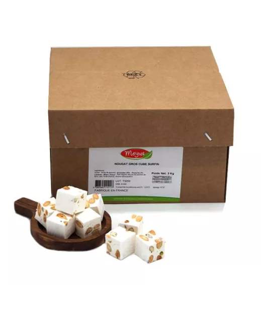 MEYVA - NOUGAT CUBE SURFIN GROS (AMANDE ET PISTACHE) - ORIGINE FRANCE - 3KG